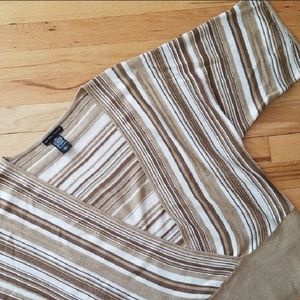 New York &Company Open Front Gold Shimmer Top -Large